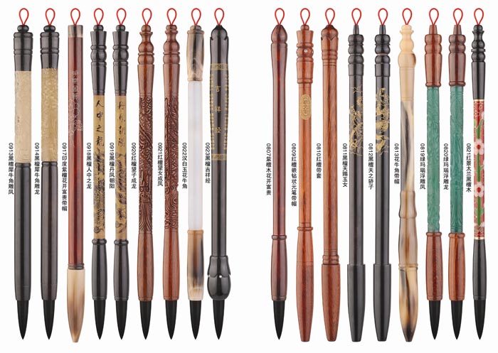 三春暉春暉漢白玉花牛角胎毛筆