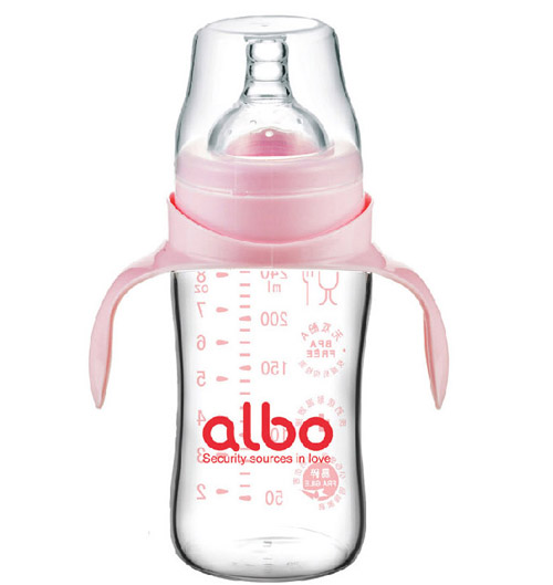 愛(ài)樂(lè)寶寬口晶鉆玻璃奶瓶150ml粉色