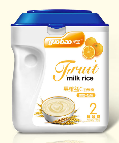 果寶果維益C奶米粉桶裝2段香橙+核桃