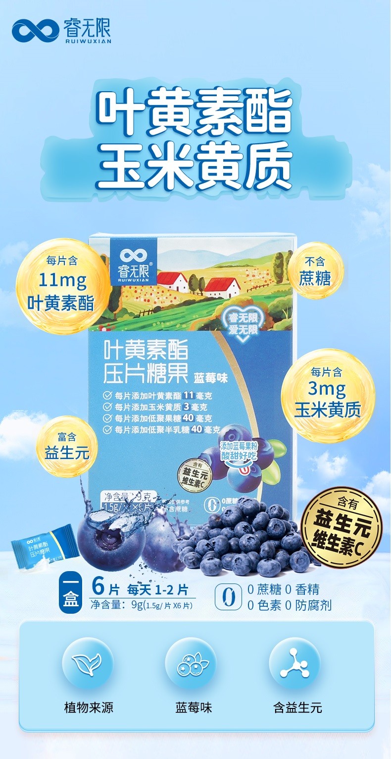 睿無限葉黃素酯壓片糖果6片