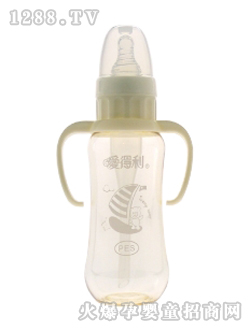 實(shí)感帶柄防嗆PES奶瓶300ML帆船