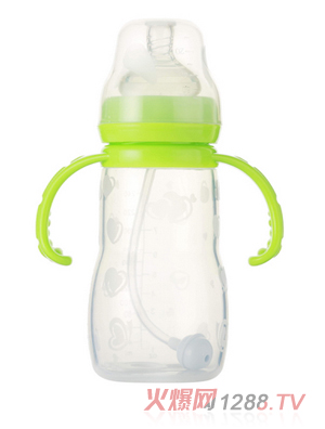 孩兒寶綠色寬口自動硅膠奶瓶240ml