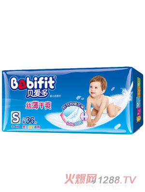 貝愛多絲薄干爽紙尿片S碼36片中包裝