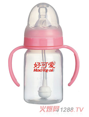 好可愛(ài)標(biāo)口自動(dòng)吸管手柄直身奶瓶20ml