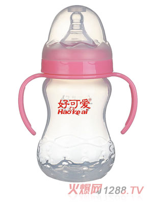 好可愛寬口自動吸管弧形奶瓶260ml